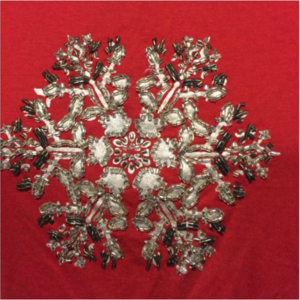 Snowflake Embellished Long Sleeve Tee Charter Club - Picture 2 of 3